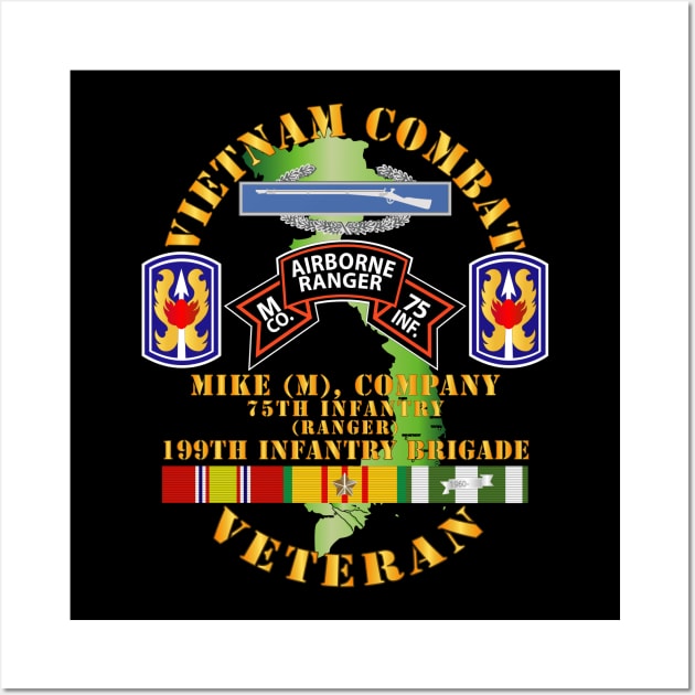 Vietnam Combat Vet - M Co 75th Infantry (Ranger) - 199th Inf Bde SSI Wall Art by twix123844